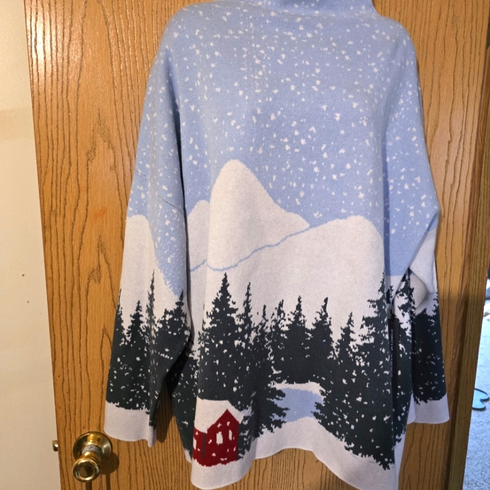 Nwt. Tahari Winter Scene Sweater Rayon Blend
